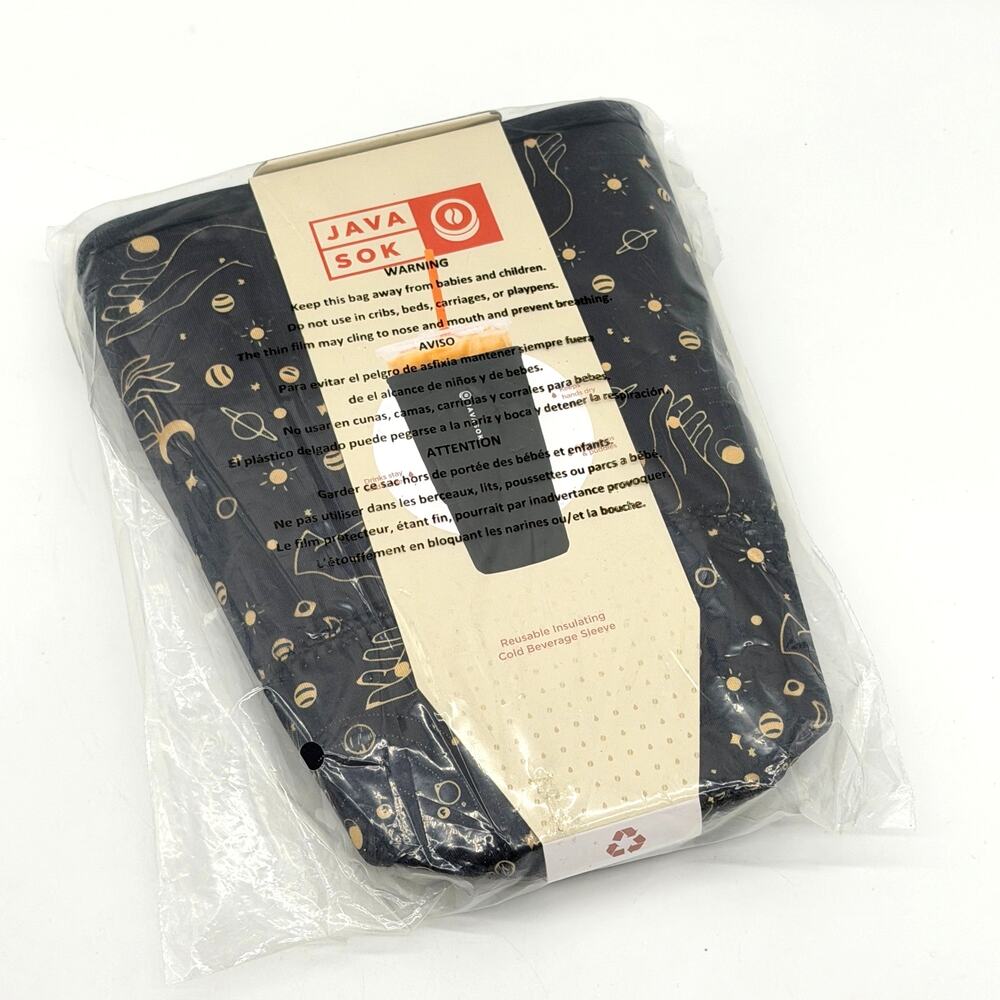 Sok-It Javasok Black Gold Solar Space Planets Cold Cup Neoprene Sleeve 2XL NEW